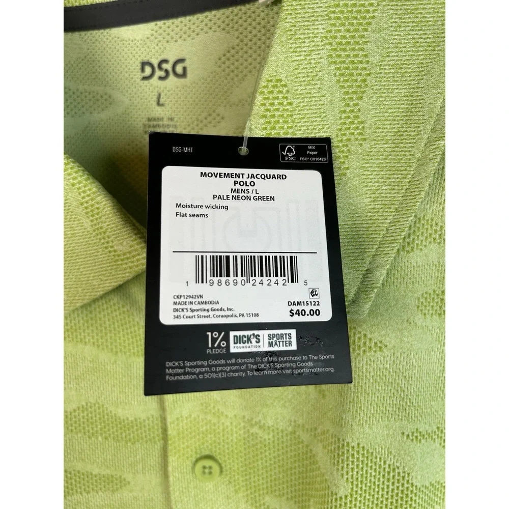 DSG Men's Short Sleeve Polo Shirt Green‎ NWT Size Large